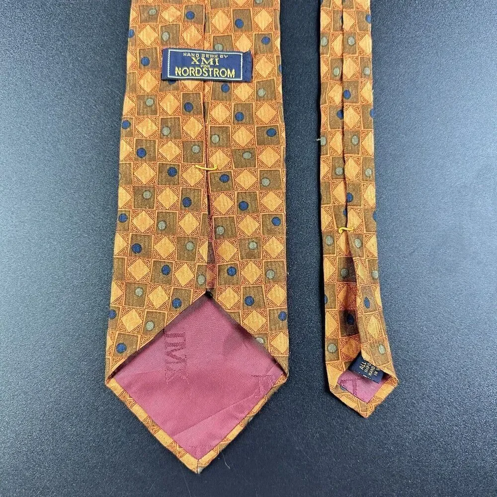 XMI for Nordstrom Tie Mens 56 in Diamond Geometric All Silk Hand Made in USA